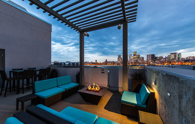 rooftop lounge with firepit