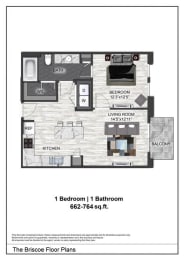 1 bed, 1 bath, 662 sqft, $1,272