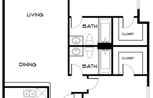 2 beds, 2 baths, 1,003 sqft, $1,345