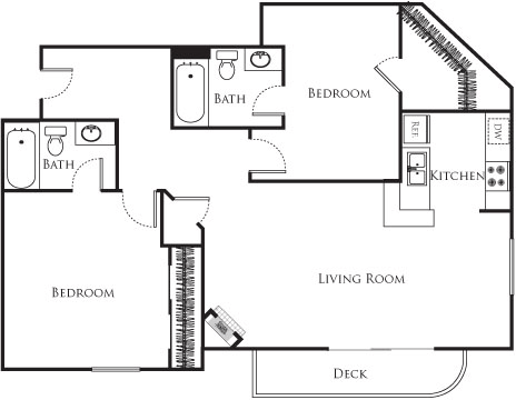 2 beds, 2 baths, 969 sqft, $2,522, Unit 201