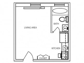 Studio, 1 bath, 363 sqft, $1,009