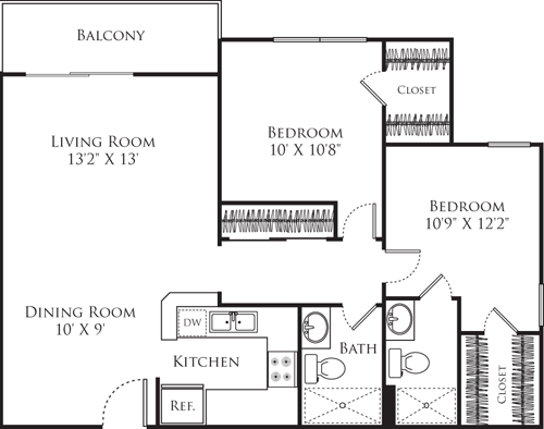 2 beds, 2 baths, 855 sqft, $2,943