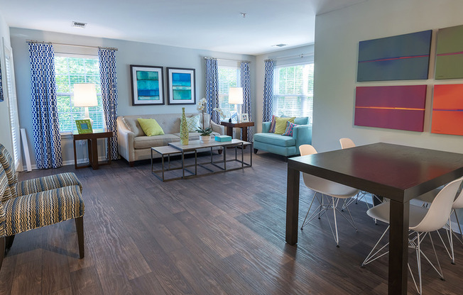 Sustainable wood plank-style flooring throughout
