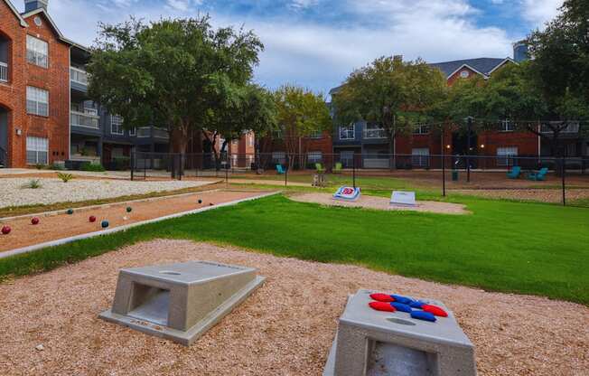 Outdoor yard games with cornhole and more.