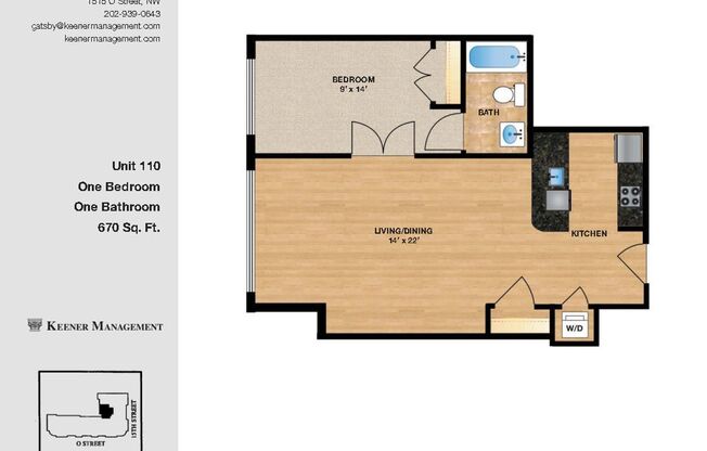 1 bed, 1 bath, 520 sqft, $2,450, Unit 110