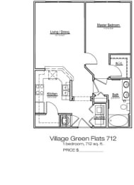 1 bed, 1 bath, 712 sqft, $1,499