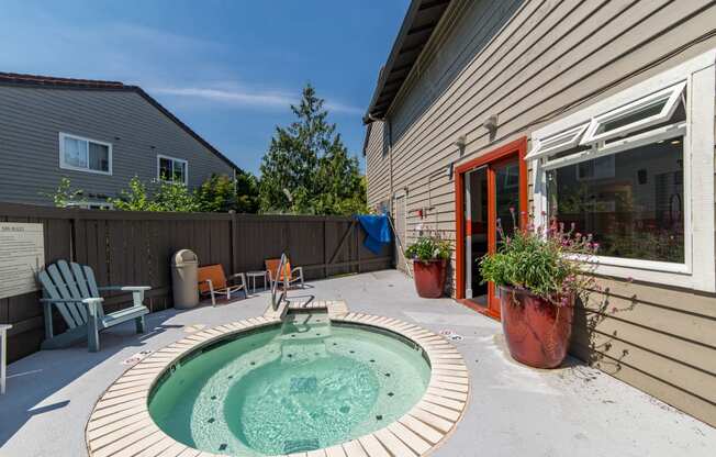 a small pool sits in the backyard of a house at Quartz Creek, Washington