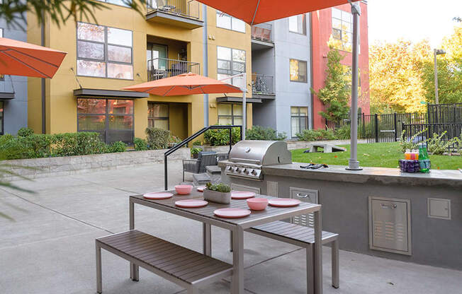 Table and seating near BBQ area