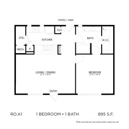 1 bed, 1 bath, 895 sqft, $2,098