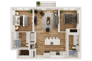 2 beds, 2 baths, 1,064 sqft, $1,745