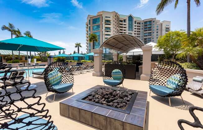 Firepit Patio at Towers at Costa Verde Apartments, California, 92122