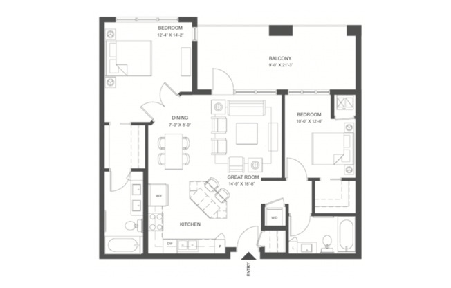2 beds, 2 baths, 1,000 sqft, $2,795, Unit P16