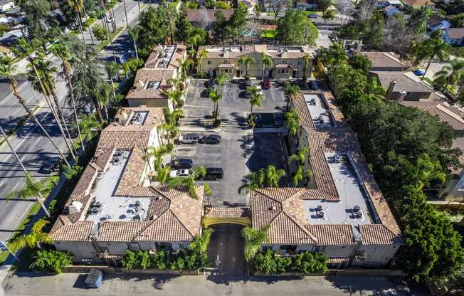 a view of the home from the sky at The Village Apartments, California, 91406