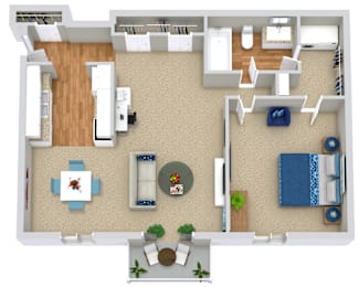 1 bed, 1 bath, 748 sqft, $898