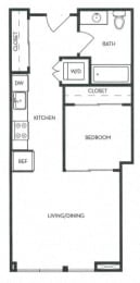 Studio, 1 bath, 513 sqft, $1,867