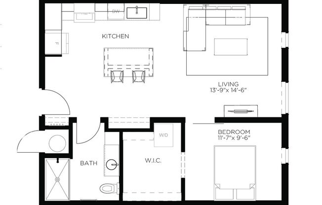 1 bed, 1 bath, 700 sqft, $1,400