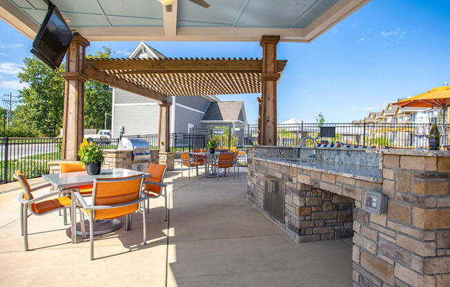 Poolside Amenities and Community View at River Crossing Apartments, St. Charles, Missouri