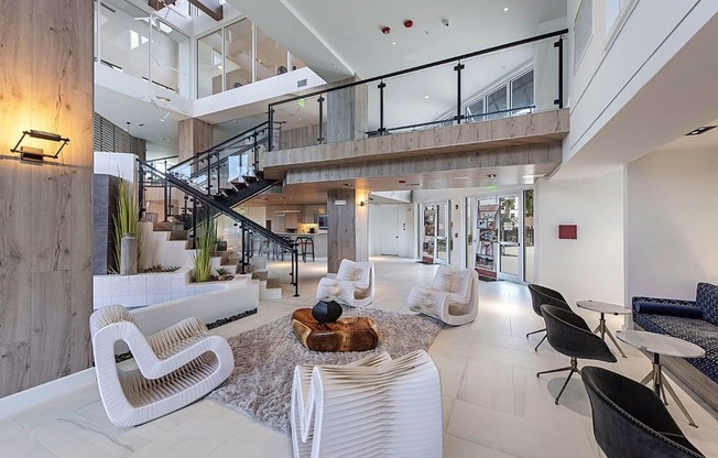 Multi-story clubhouse with lounge area