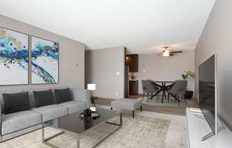 A cozy and inviting living room at Glen Pond Apartments, Minnesota