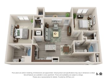 2 beds, 2 baths, 1,033 sqft, $1,684