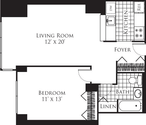 1 bed, 1 bath, 666 sqft, $4,625, Unit 08E