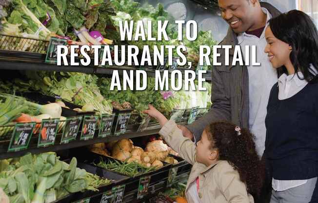 A family is shopping for vegetables in a grocery store.