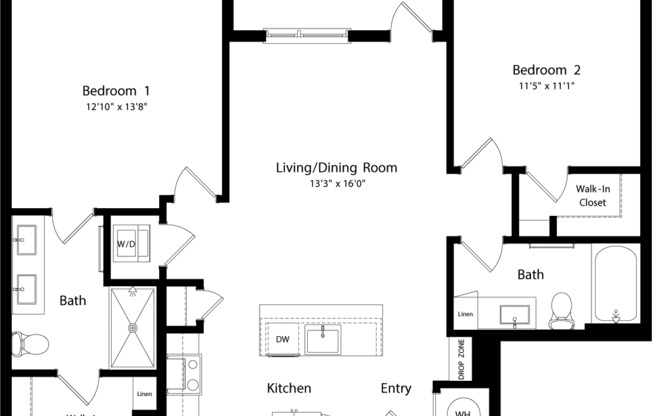 2 beds, 2 baths, 1,050 sqft, $2,467, Unit 221