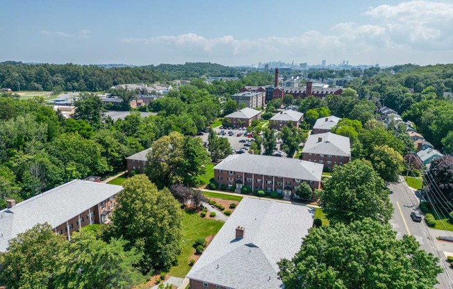 Towne estates aerial photo with boston in background