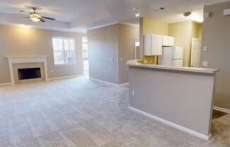 apartment living room with carpeting