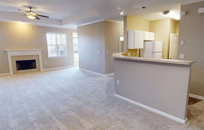 apartment living room with carpeting