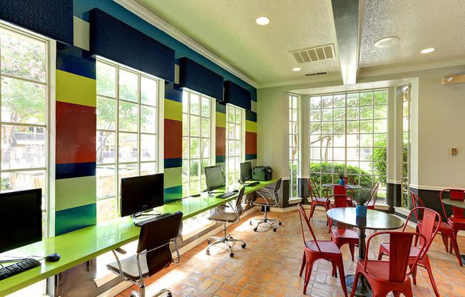 Business center with computers