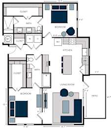 2 beds, 2 baths, 1,283 sqft, $2,984