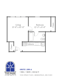 1 bed, 1 bath, 438 sqft, $875