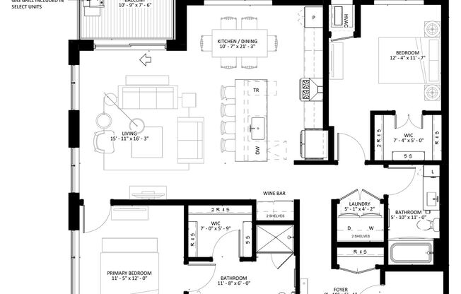 2 beds, 2 baths, 1,411 sqft, $3,145, Unit 110