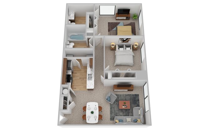 2 beds, 2 baths, 1,004 sqft, $1,236