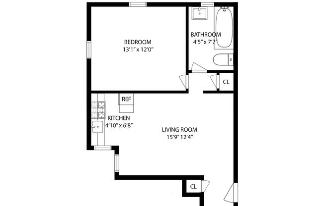 1 bed, 1 bath, $3,750, Unit 3-G