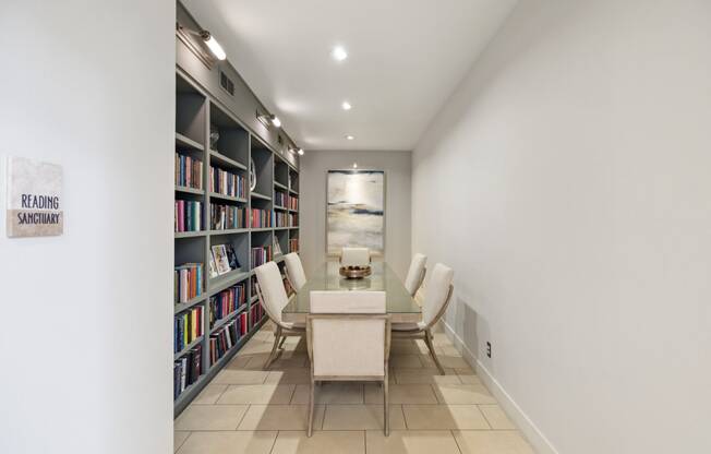 Resident library filled with books