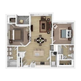 2 beds, 2 baths, 1,070 sqft, $1,380