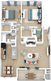 2 beds, 2 baths, 970 sqft, $1,115