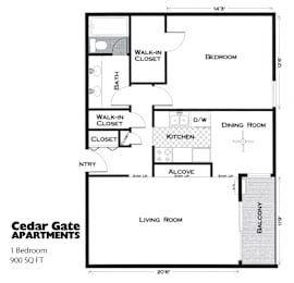 1 bed, 1 bath, 900 sqft, $1,225