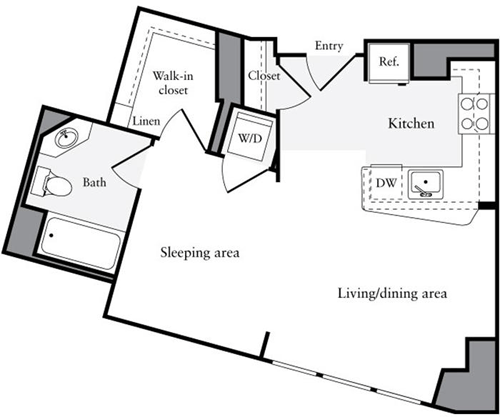 Studio, 1 bath, 550 sqft, $3,185, Unit 22Q