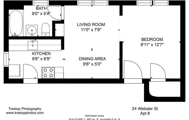 Studio, 1 bath, 380 sqft, $1,650, Unit 203