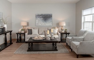 living room with neutral paint
