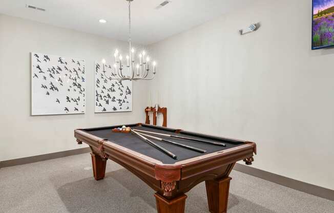 Billiards Table in Clubroom at Austin Place Apartments