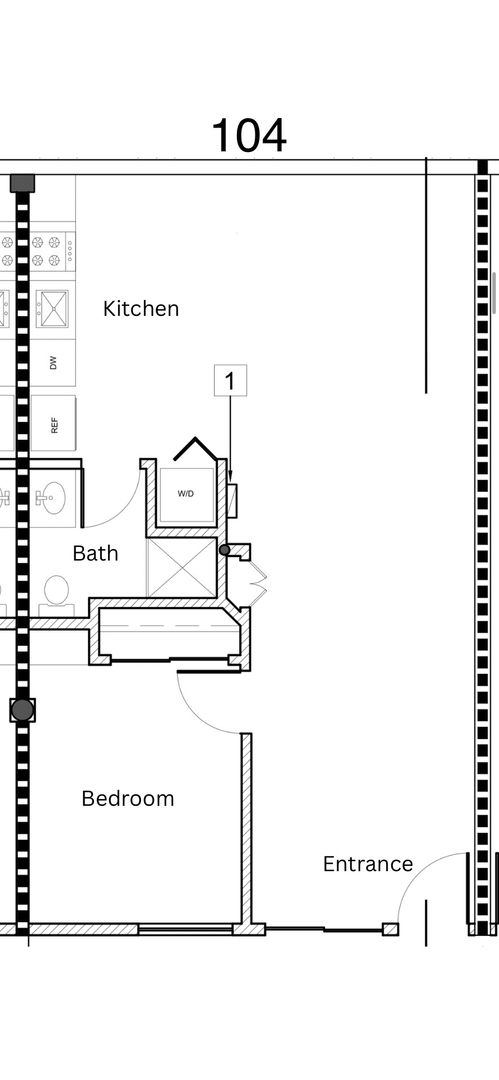 1 bed, 1 bath, 540 sqft, $2,200, Unit 104