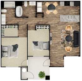 2 beds, 2 baths, 1,259 sqft, $1,704