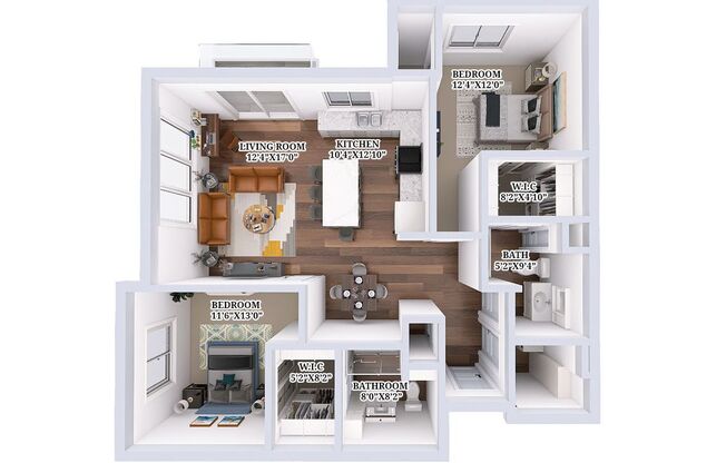 2 beds, 2 baths, 1,207 sqft, $2,195, Unit C-201