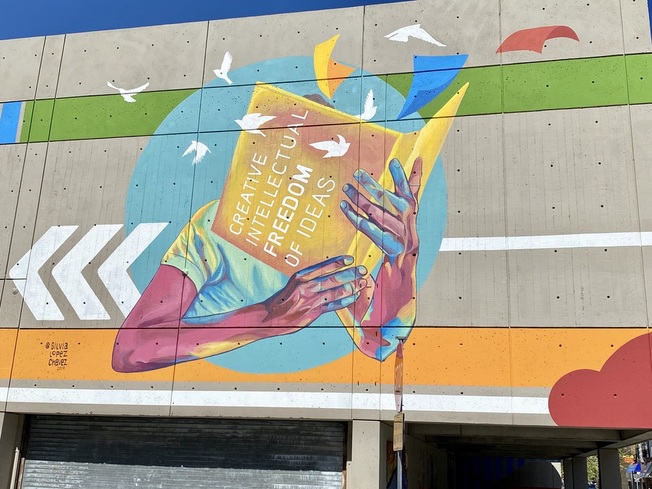 Mural at Cambridge Public Library on Pearl Street