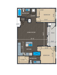 2 beds, 2 baths, 1,107 sqft, $2,018