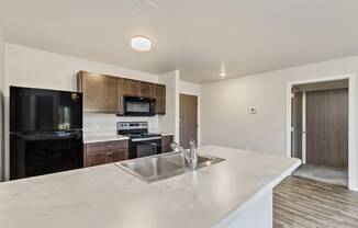 kitchen with black appliances